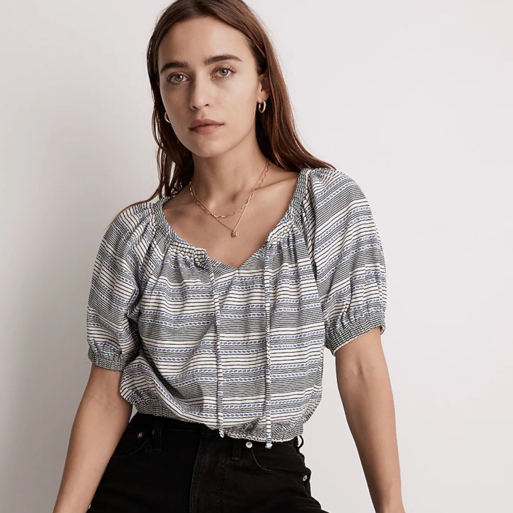 NWT Madewell Jacquard Keyhole Top
